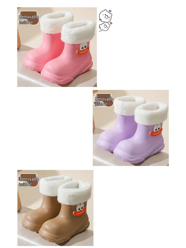 Dopamine Unisex Kids' Rain Boots - Anti-slip, EVA Fleece-lined, Detachable, for Kindergarten To High School