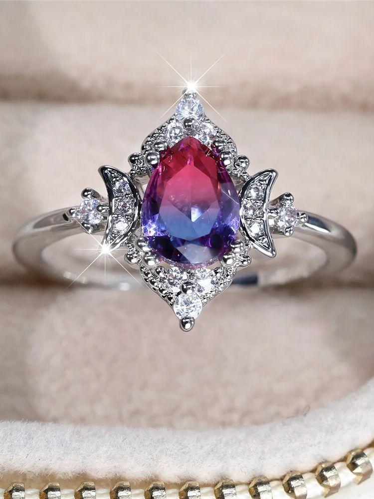

Luxury Rainbow Zircon Stone Male Female Fashion Crystal Engagement Ring Vintage Silver Color Wedding Jewelry For Women Men 5