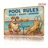 Vintage Metal Pool Rules Sign    Retro Wall Art with Relax Enjoy Unwind Design  Perfect for Home Bar Cafe Garage Decor