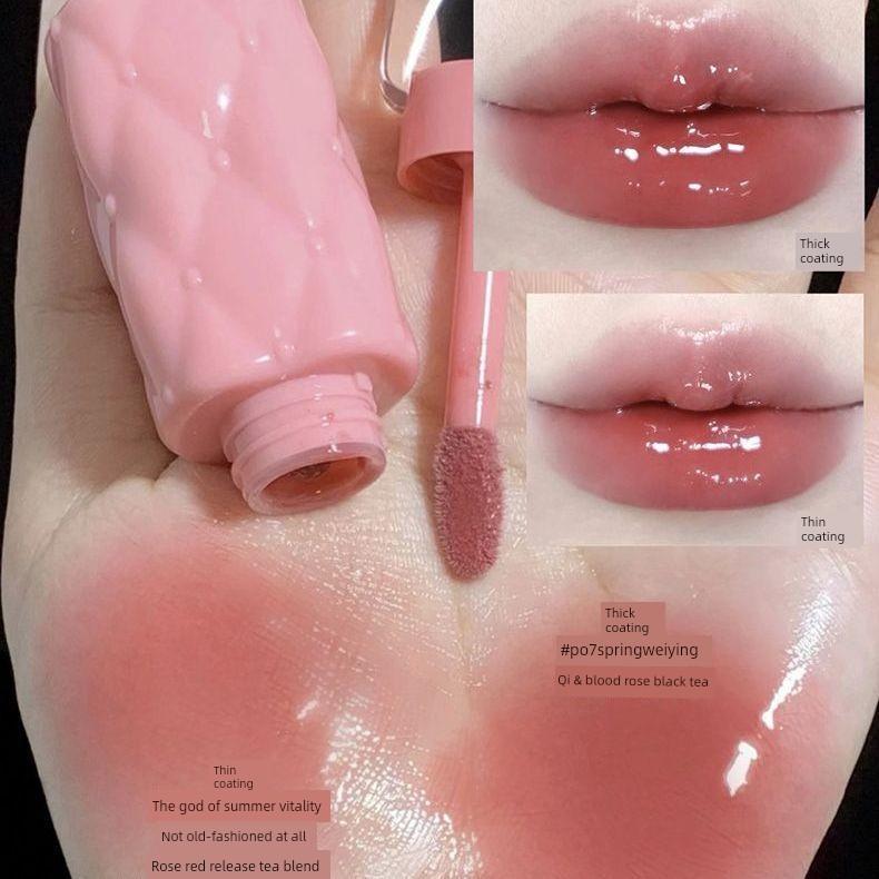 Pinkbear Lip Gloss 2.0 Water Gloss Essence Mirror Lipstick for Women, Non-Stick Cup, Transparent Layered Application