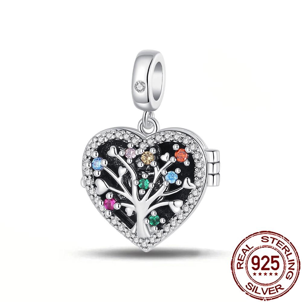 New Charms Copper Sparkling Mum Mother Family Love Heart Beads Fit Original Bracelet Necklace Diy Jewelry