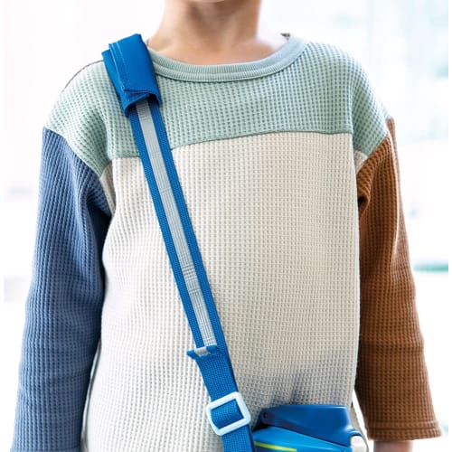 Peacock Kids' Water Bottle, 1000ml, Insulated, One-Touch, Direct Drinking, Stainless Steel, Wide Mouth, 1L, Blue, Dinosaur Design, AJE-F100 A