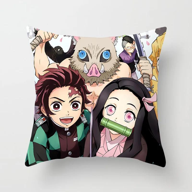 45 * 45Cm Anime Demon Slayer Kimetsu No Yaiba Printed Pillowcase Kids Bedroom Living Room Home Decor Pillow Cases Pillowcase