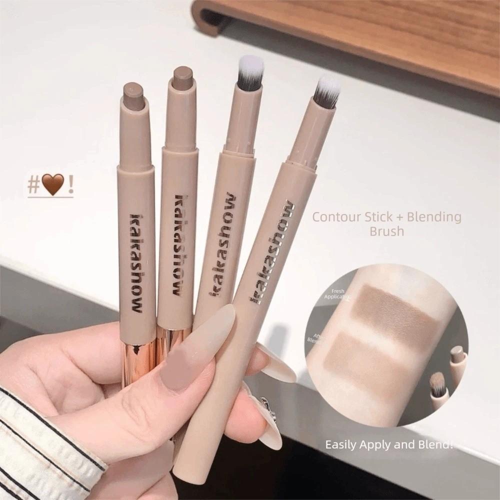 Long Lasting 3D Contouring Pen Matte Finish Waterproof Facial Contour Stick With Brush Cream-Textured Nose Shadow Contour Pen