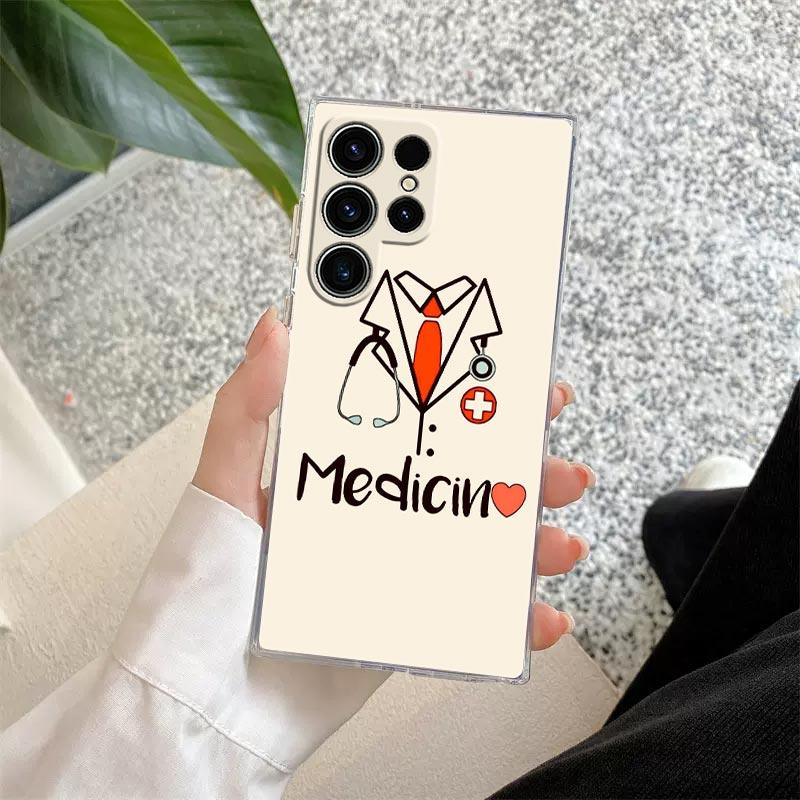 Nurse Medical Medicine Health Heart Stethoscope Clear Case For Samsung Galaxy S26 S25 S24 S23 Ultra S20 S21 FE S22 Plus 5G Cover