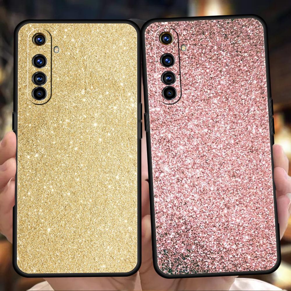 Silicone Morbido Rosa Glitterato Per Realme 8i 9i 9 Pro Plus GT2 Pro C3 6 7 8 Pro C21 C11 C25 Pro 5G Cover per Telefono Antiurto Custodie Borsa