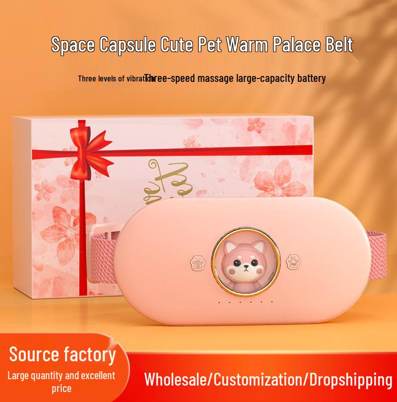 Cozy Uterus Heating Belt & Cartoon Doll: Vibration Massage & Lumbar Support Hot Compress - Perfect Period Comfort Gift.