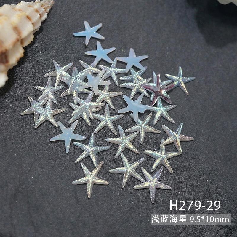 50Pcs Starfish Shell Nail Art Accessories, Conch Resin, DIY Nail Jewelry, Wearable Nail Decorations