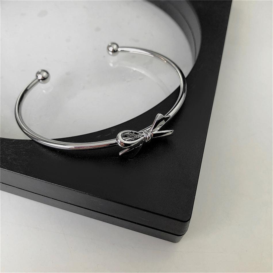 Metal Bowknot Open Cuff Bangles for Women Girl Jewelry Simple Exaggerated Geometric Pulseras Christmas Gift
