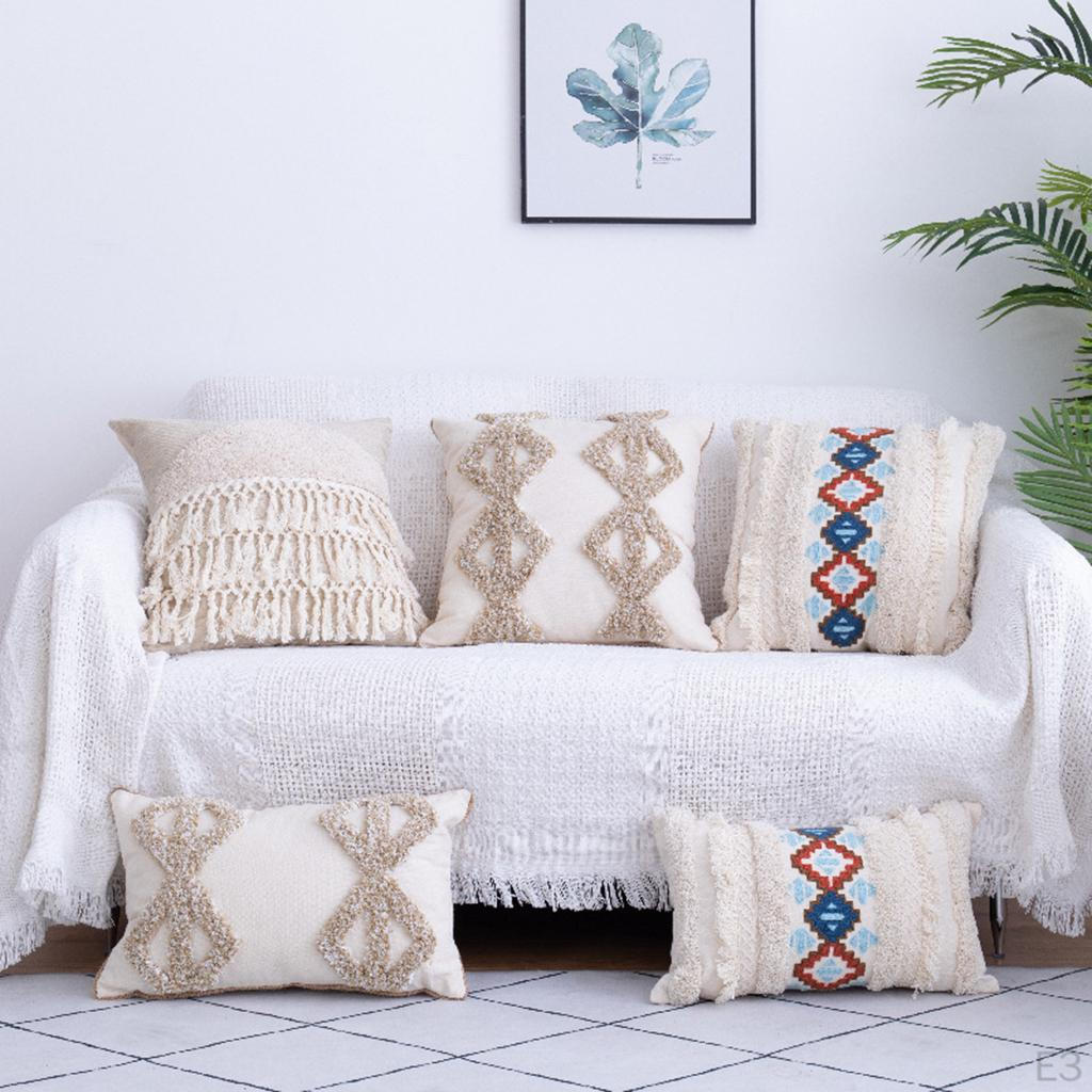 Cover Tufted Throw Case with Tassel Square Rectangle Woven Decorative Sofa Bedding Cushion