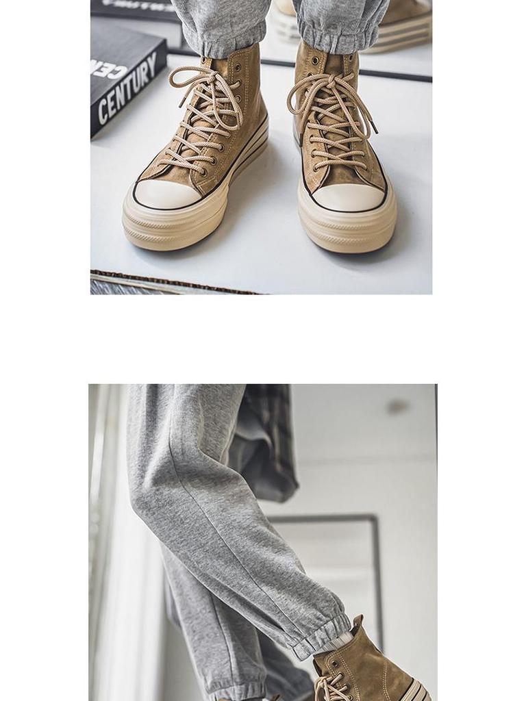 Unisex High-Top Canvas Shoes: Two-Way Styling, Thick-Soled, Basic Design for Men & Women