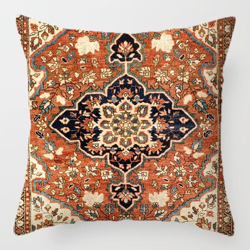 

Bohemian ethnic style throw pillow retro printing sofa bed home decoration cushion short velvet pillow linen 45*45cm