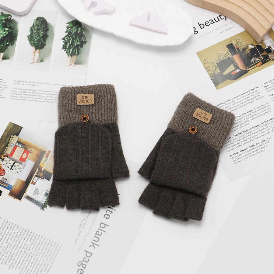 Zimní bezprsté rukavice s odklápěcím vrškem v korejském stylu - Unisex, kreslený design, kompatibilní s dotykovou obrazovkou, ideální pro psaní a ťukání