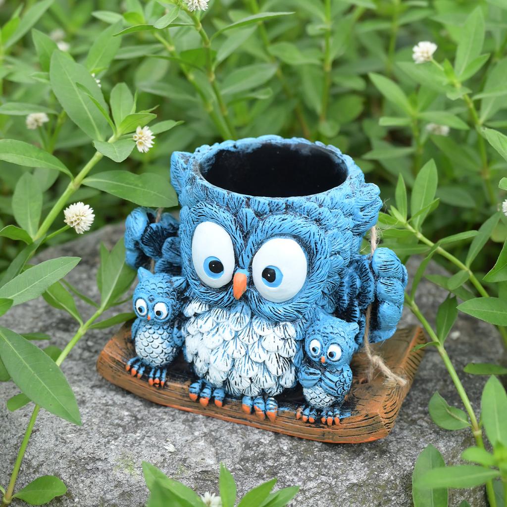 Creative Owl Hanging Flowerpot Indoor Outdoor Succulent Green Plant Potted Flowerpot Home Courtyard Decoration Flowerpot Gift
