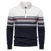 Europäischer und Amerikanischer Stil Herren Herbst Winter Trendiger Stehkragen Pullover All Match Gestrickter Reißverschluss Pullover