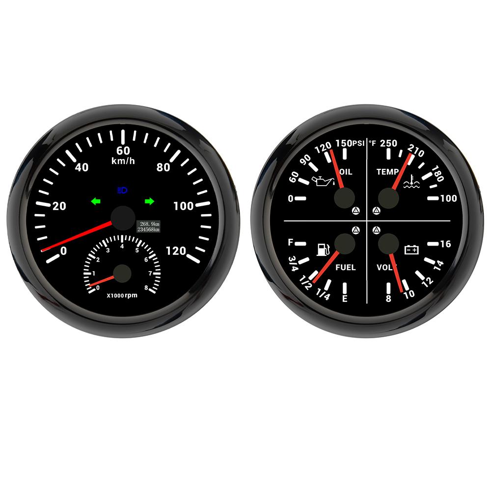 ELING 110MM GPS Speedometer 0-120KMH 0-200KM/H 0-120M 0-160MPH with RPM Tachometer with 4in1 Multifunction Meter with Backlight