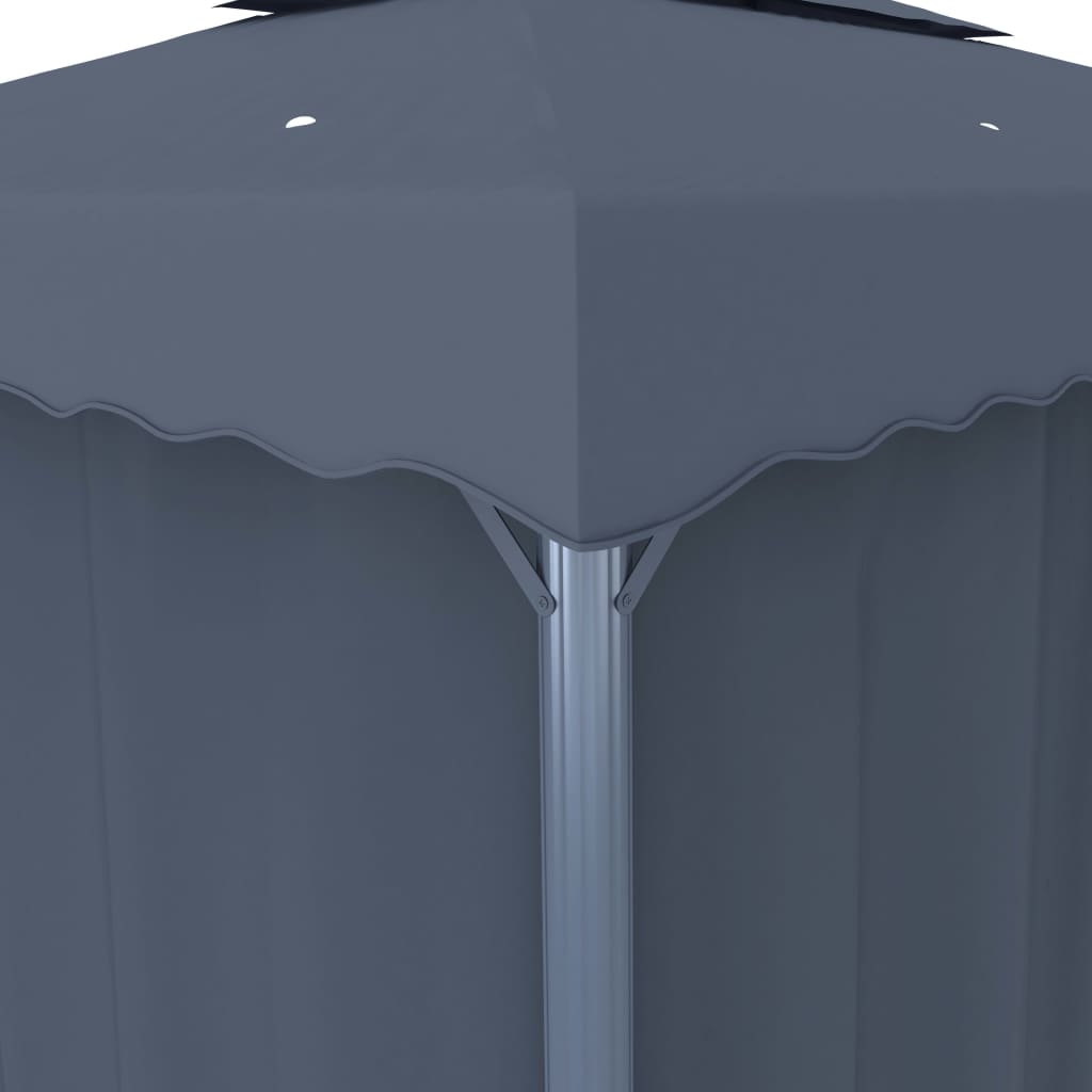 Gazebo with Curtains & LED String Lights 3x3 M Anthracite