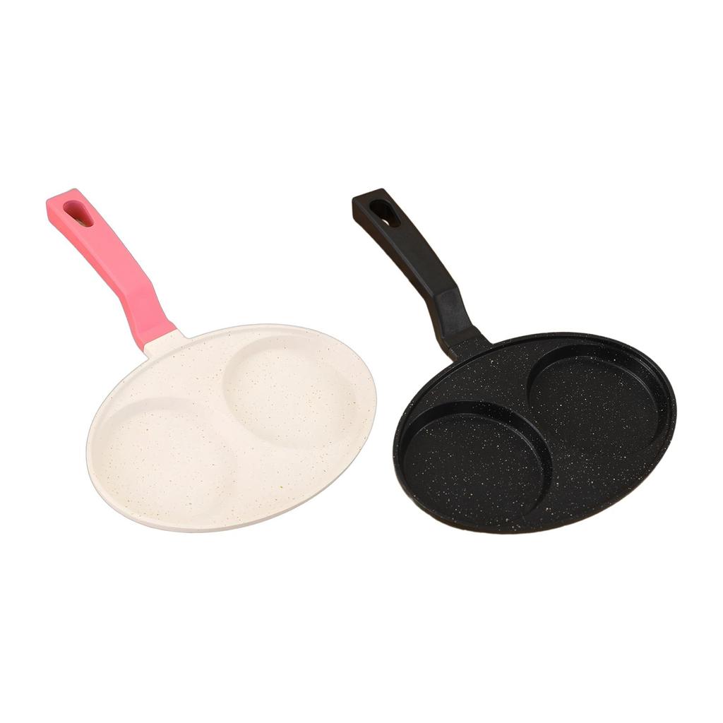 2 Hole Fried Egg Pan Long Handle Multifunctional Egg Cooker Breakfast Maker Nonstick for Crepe Pancake Steak Plett Burger