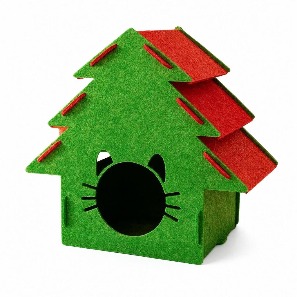 Christmas Tree Shaped Cat House Sturdy for Seasonal Home Décor, Indoor Cats