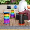 Rainbow Retractable Portable Camping Stool - Round, Plastic Folding Design.