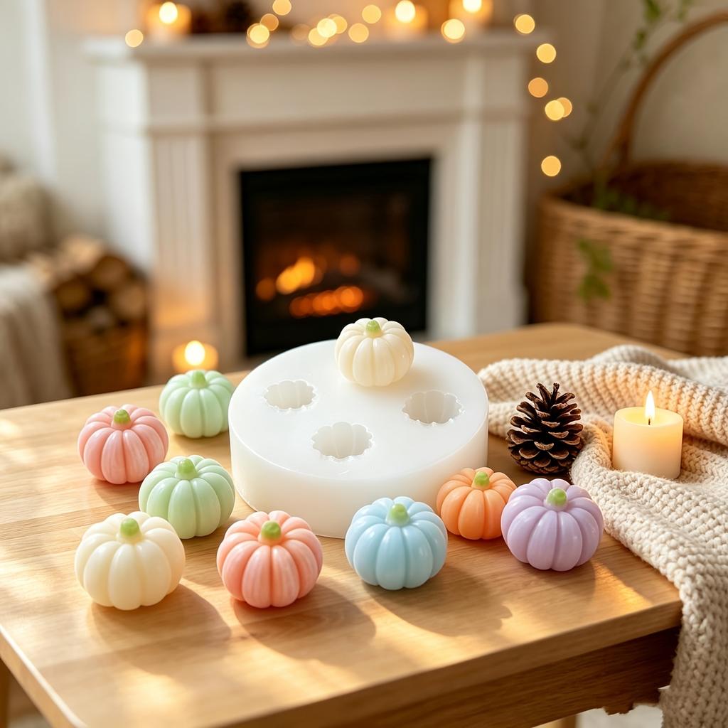 1pc Pumpkin‑Shaped Scented Candle Silicone Mold, Epoxy Resin & Plaster Casting Mold, Non‑Stick Easy‑Demold High‑Temp Resistant