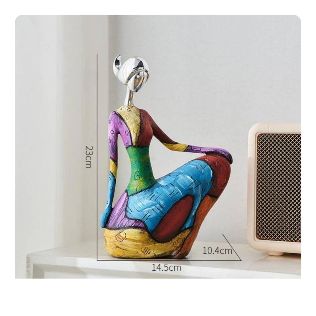 Meditation Figurine Artistic Female Multicolored for Shelf