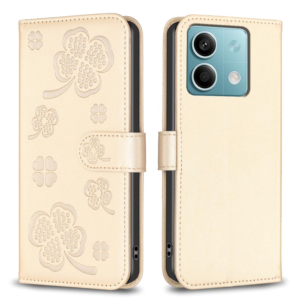 For Xiaomi Redmi Note 13 5G PU Leather Cover Four Leaf Clover Flip Wallet Phone Case