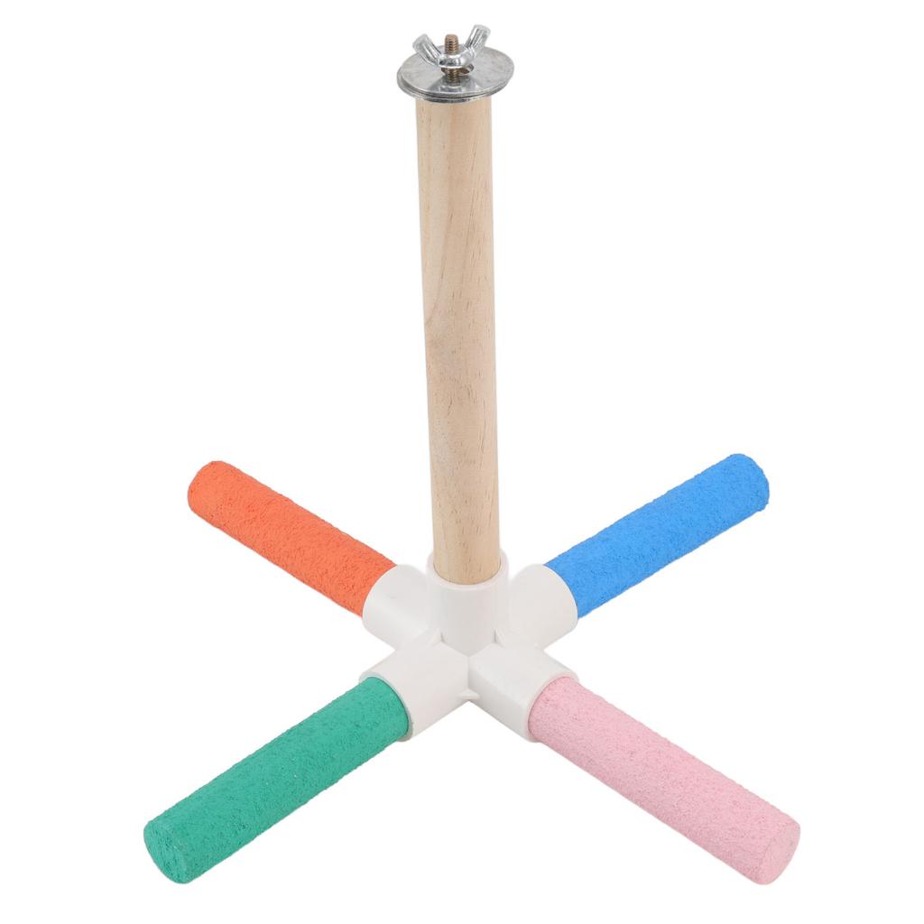 Parrot Cross Stand Stick Colorful Safe Healthy Matte Bird Cage Perch Stick with Nuts and Bolts for