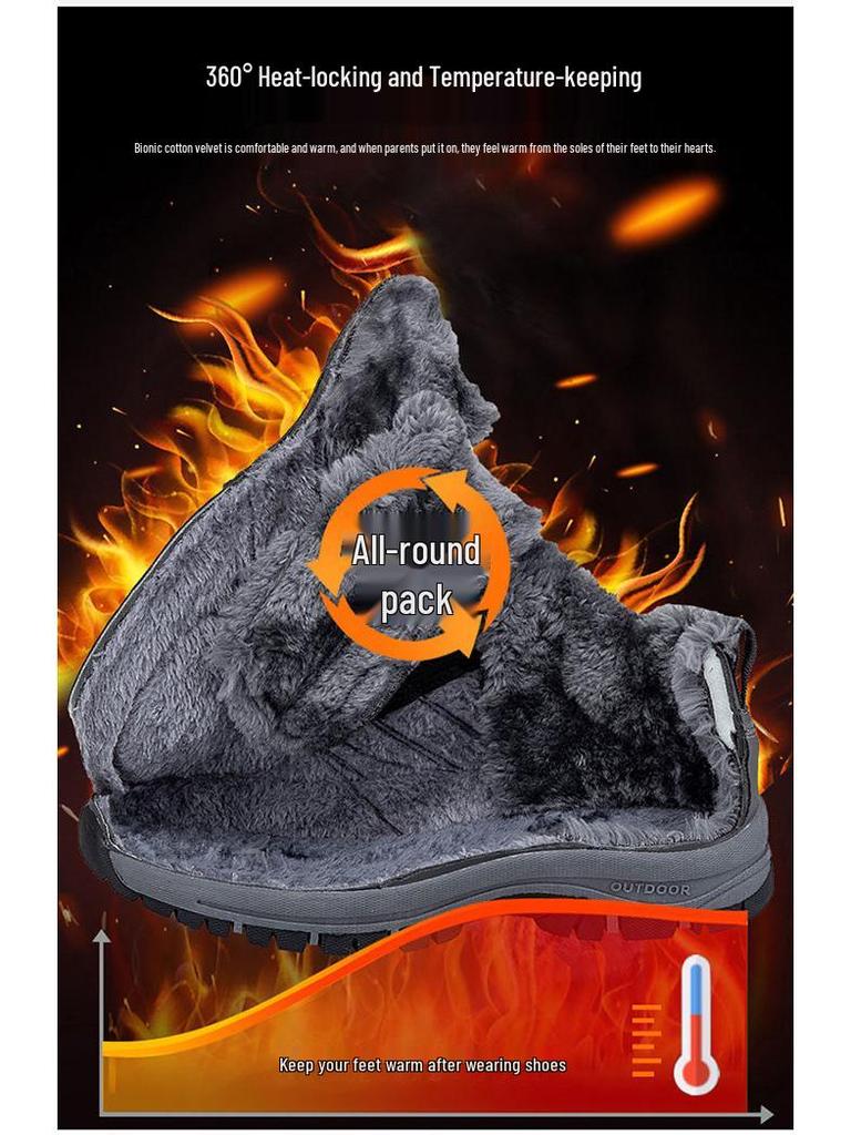 Warm Fleece-Lined Waterproof Anti-Slip Snow Boots for Elderly