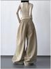 Women's Stylish Black Velvet Wide-Leg Sports Pants - New 2025 Winter Fashion, High Street Casual Style
