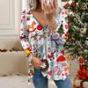 Women Autumn Christmas Printed Long Sleeve T-Shirts  Loose V-Neck Plus Size Tee Shirt Tops Comfy Blouse