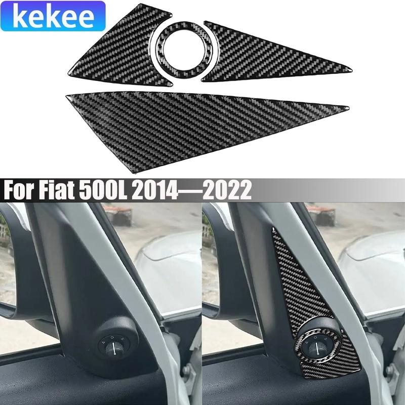 Carbon Fiber Car Accessories A-pillar Decorative Panel Set Modified Interior Trim Soft Cover Sticker For Fiat 500L 2014-