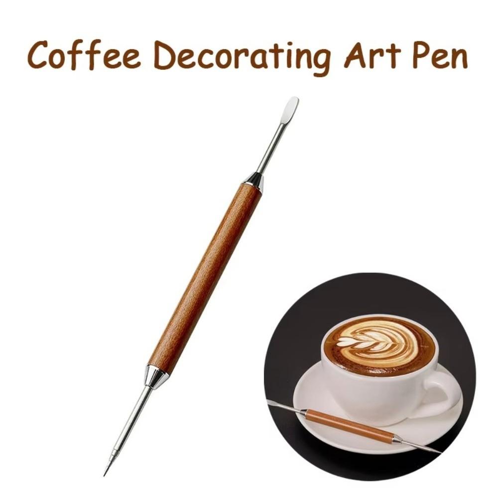 Wooden Handle Coffee Latte Art Pen Latte Pull Flower Needle Coffee Pull Modeling Tool Barista Tool Multifunctional