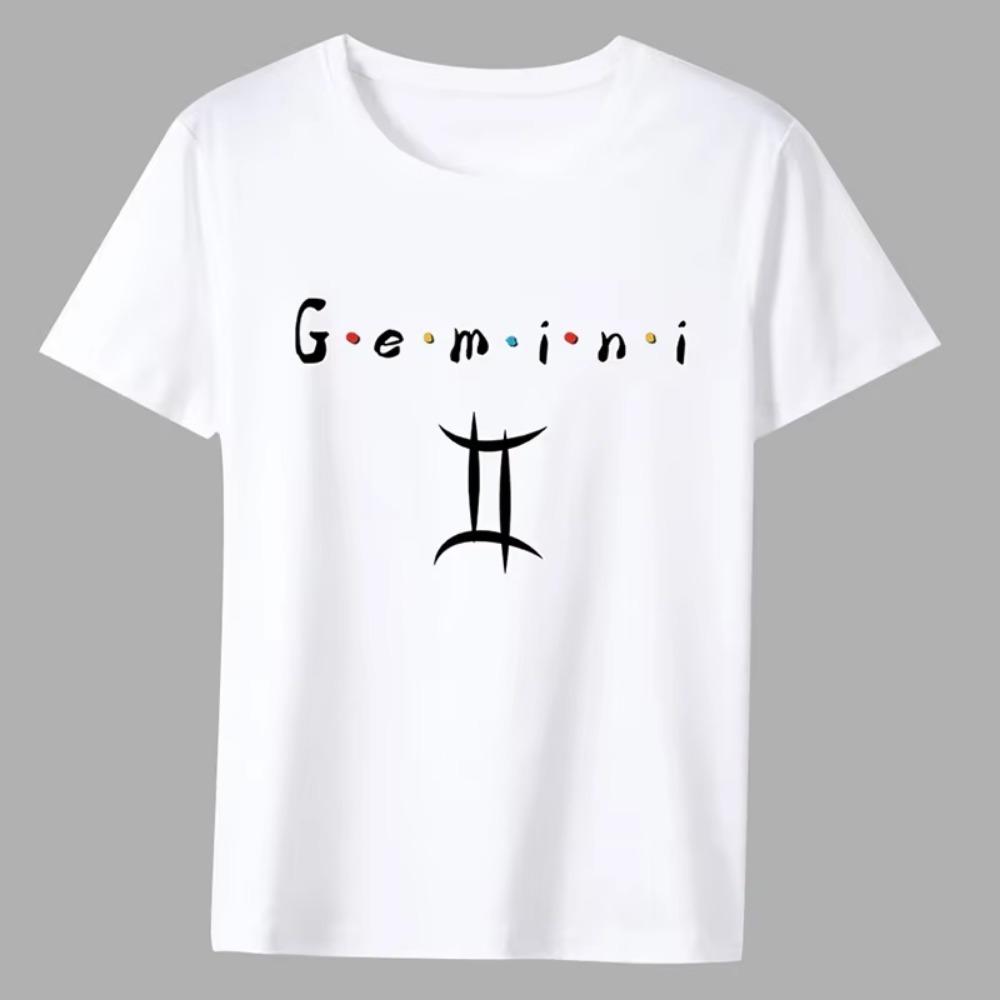 

Модная мужская классическая белая футболка с принтом серии «Двенадцать созвездий», повседневная, с круглым вырезом, удобная мужская рубашка для работы XXXXXL белый