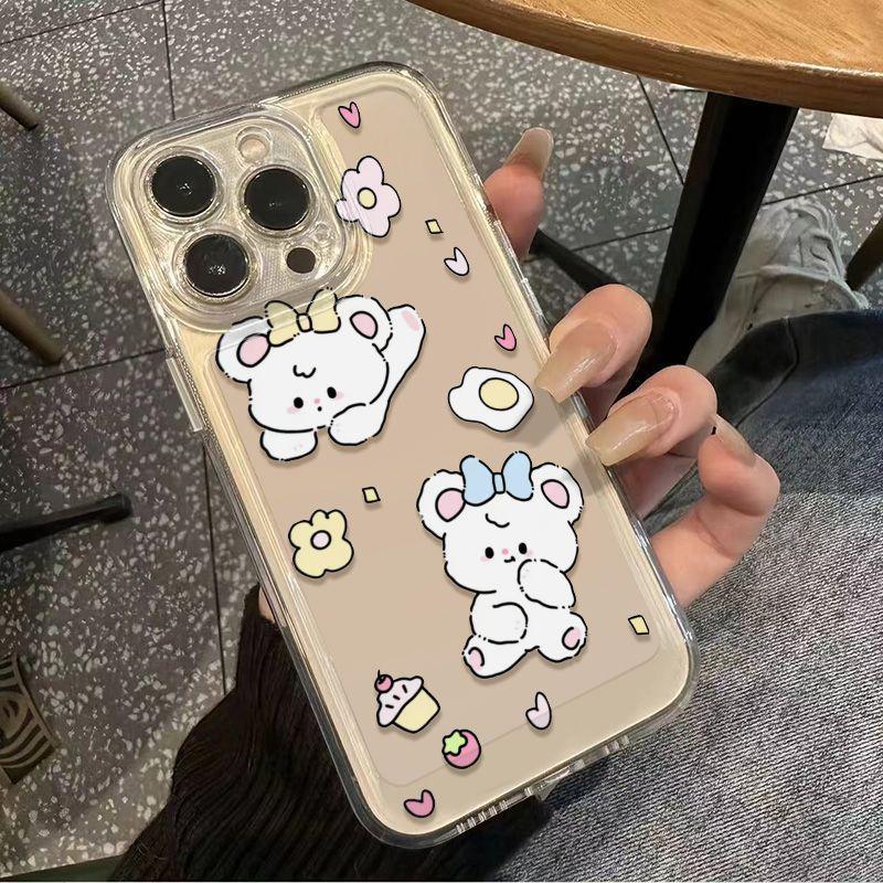 

Cartoon Bear Transparent Soft Case for iPhone 14/15/16pro/17/17pro Max Apple 17 Air
