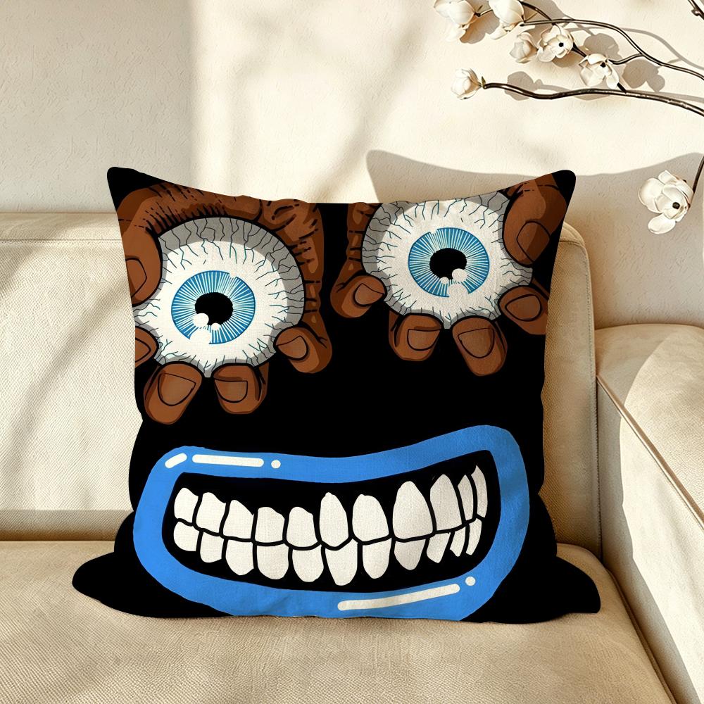 Art LLowbrow AArt EEyeball Cushion Cover Pillow Case Antidustmite Pillowcase Silky Short Plush Sofa Cushion Cover hot
