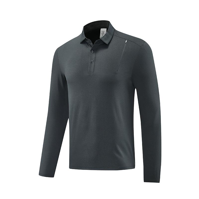 

Long-sleeved T-shirt Men s Breathable Polo Shirt Simple Loose Lapel Solid Color Top 4XL сірий колір