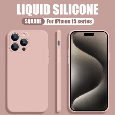 Luxury Square Liquid Silicone Soft Case For iPhone 16 15 14 Pro Max 12 11 iPhone X XS Max XR 7 8 Plus Shockproof Lens Protection Phone Cover