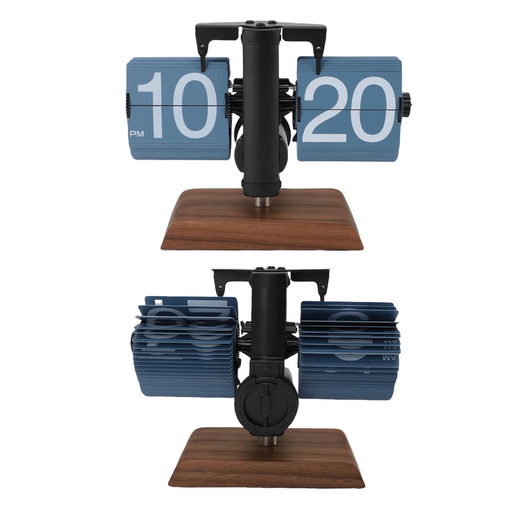 Digital   Desk Clock 12 Hours Battery Powered Retro Mechanical Auto   Down Clock with Wood Base for Living Room