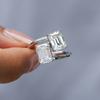 4cttw Emerald Cut Moissanite Ring for Women   Copper2 Stone Lab Diamond Engagement Ring Wedding Bands Jewelry Gift