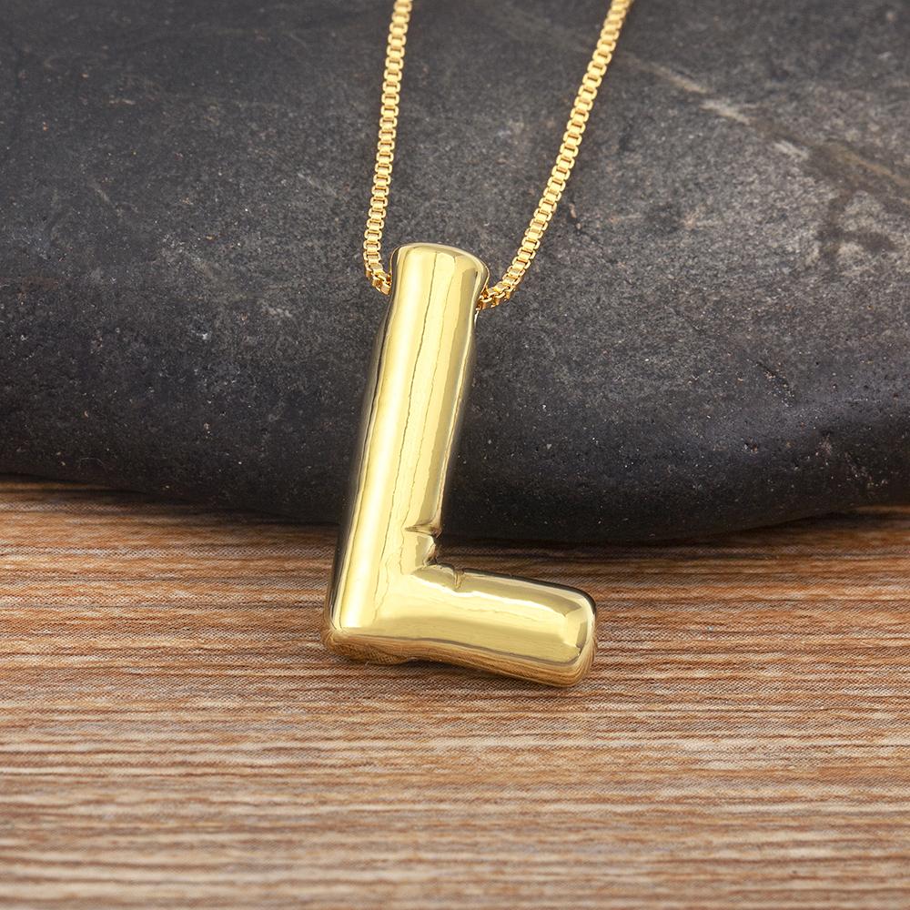 Nidin New Retro Punk Style Copper A-Z Letters Pendant Necklace Initials Alphabet For Women Vintage Name Jewelry Daily Party Gift