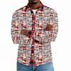 Men's Casual Long Sleeve Shirt with Christmas Print for Spring and Everyday Wear