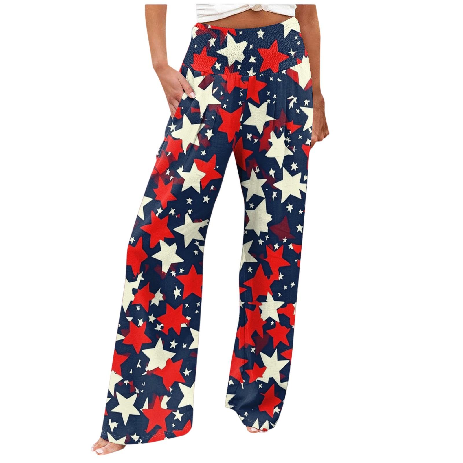 

Женские повседневные прямые брюки Independent Day Print Beach с карманами и плиссированными брюками XL