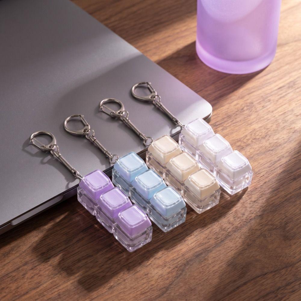 Taschenanhänger Tastatur Fidget Schlüsselanhänger 4 Tasten Knopf Fidget Clicker Spielzeug Tastenkappe Schlüsselanhänger Geschenke