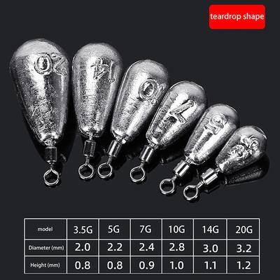 10pcs/lot Line Sinkers Hook Connector Fishing Weight Sinkers 3.5g 5g 7g 10g 14g Soft Bait Sinker Bass Fishing Tackle Accessories