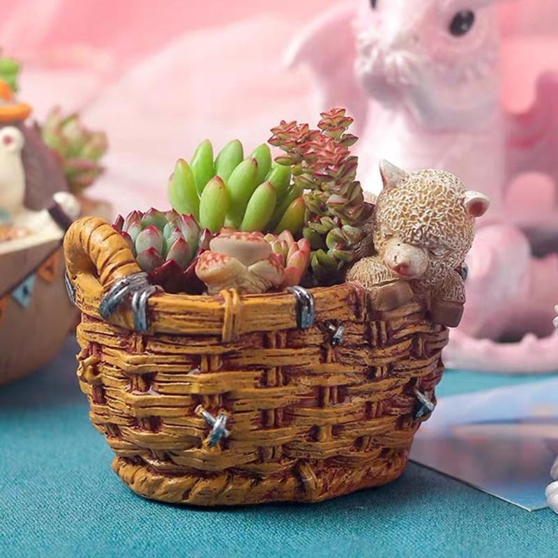 Durable Silicone Mold Alpacas Shape Basket Flower Pots Epoxy Molds Succulent Planter Pots Casting Mould Home Decorations