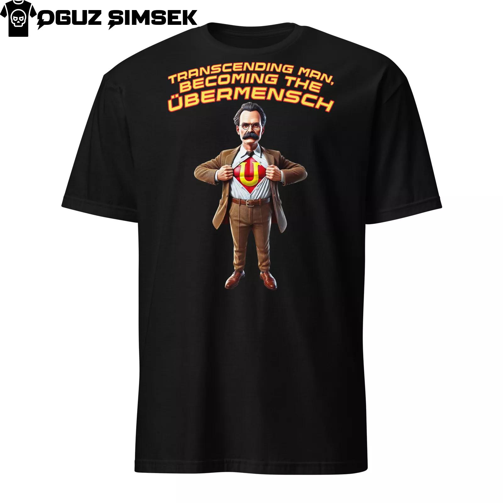 Nietzsche Superhero Übermensch T-Shirt Mens Womens Tees Top | Funny Philosophy Graphic Tee S-3XL M