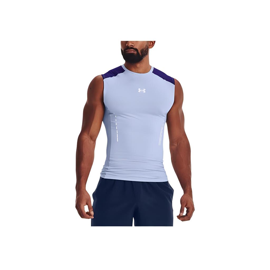 Under Armour Sportswear Running Fitness Training Fashion Casual Breathable Comfortable Round Neck Sleeveless Vest Men Tops Light-Blue 1370656-438