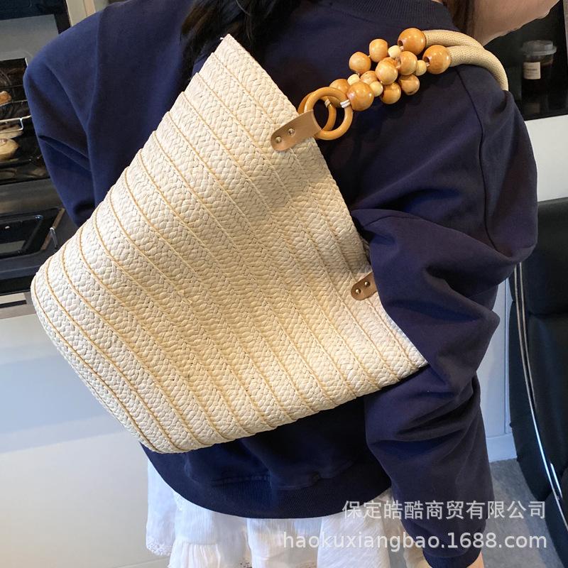 Summer fashion casual portable large-capacity bag women's new 2025 simple straw tote bag versatile underarm bag