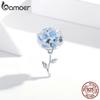 Bamoer 3D Blue Color Flower 925 Sterling Silver Hydrangeas Pendant Charms Fit Original Bracelet Jewelry
